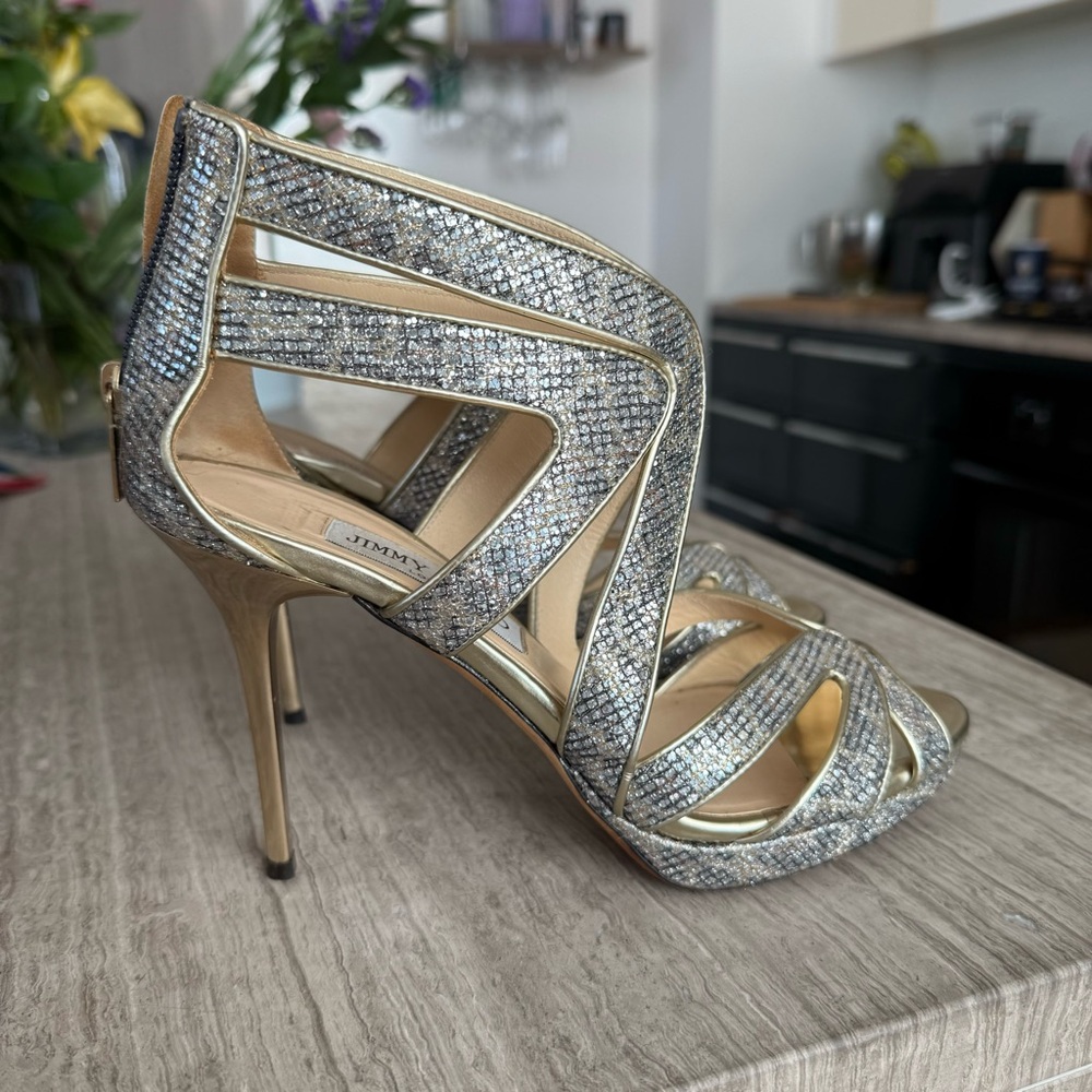 Jimmy Choo Karla Leopard-Print Glitter Fabric Pum… - image 6